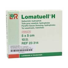 Abbildung: LOMATUELL H Salbentüll 5x5 cm steril 10 St, Verband PZN 01908204 