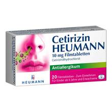 Abbildung: Cetirizin Heumann 10 mg Filmtabletten 20 St, Filmtabletten PZN 02075309 