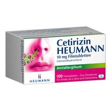 Abbildung: Cetirizin Heumann 10 mg Filmtabletten 100 St, Filmtabletten PZN 02075479 