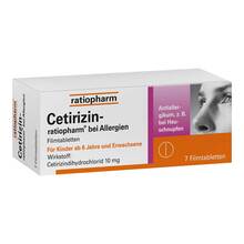 Abbildung: Cetirizin-ratiopharm bei Allergien 10 mg Filmtabletten  7 St, Filmtabletten PZN 02158136 