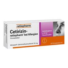 Abbildung: Cetirizin-ratiopharm bei Allergien 10 mg Filmtabletten  20 St, Filmtabletten PZN 02158142 