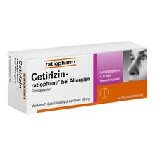 Abbildung: Cetirizin-ratiopharm bei Allergien 10 mg Filmtabletten  50 St, Filmtabletten PZN 02158159 