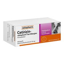 Abbildung: Cetirizin-ratiopharm bei Allergien 10 mg Filmtabletten  100 St, Filmtabletten PZN 02158165 