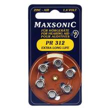 Abbildung: Batterien für Hörgeräte Maxsonic PR312 6 St PZN 02195924 