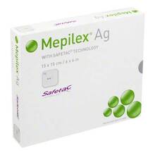 Abbildung: MEPILEX Ag Schaumverband 15x15 cm steril 5 St, Verband PZN 02227274 