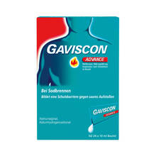 Abbildung: Gaviscon Advance Pfefferminz 1000mg / 200mg Sus Beutel  12X10 ml, Suspension PZN 02240760 