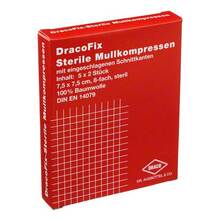 Abbildung: Dracofix Peel Kompressen 7,5x7,5 cm steril 8fach 5X2 St, Kompressen PZN 02358697 