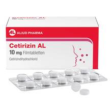 Abbildung: Cetirizin AL 10 mg Filmtabletten 50 St, Filmtabletten PZN 02406628 
