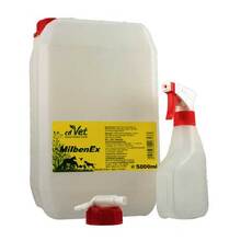 Abbildung: Milben ex Kanister mit Hahn und Flasche Neu vet. (für Tiere) 5000 ml PZN 02490764 