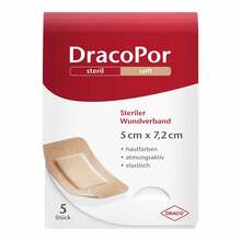 Abbildung: Dracopor Wundverband 5x7,2 cm steril hautfarben 5 St, Verband PZN 02577703 