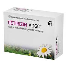 Abbildung: Cetirizin Adgc Filmtabletten 100 St, Filmtabletten PZN 02663704 