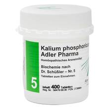 Abbildung: Biochemie Adler 5 Kalium phosphoricum D 6 Tabletten  400 St, Tabletten PZN 02726994 