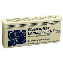 Abbildung: Eisensulfat Lomapharm 65 mg überzogene Tabletten  20 St, Überzogene Tabletten PZN 02750521 