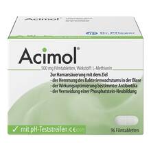 Abbildung: Acimol mit pH Teststreifen Filmtabletten 96 St, Filmtabletten PZN 02766309 