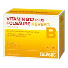 Abbildung: Vitamin B12 Plus Folsäure Hevert a 2 ml Ampullen 2X20X2 ml, Ampullen PZN 02840425 