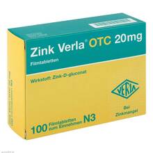 Abbildung: Zink Verla Otc 20 mg Filmtabletten 100 St, Filmtabletten PZN 03000549 