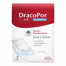 Abbildung: Dracopor waterproof Wundverband 5x7,2 cm steril 5 St, Verband PZN 03030349 