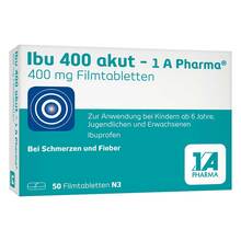 Abbildung: Ibu 400 akut-1A Pharma Filmtabletten 50 St, Filmtabletten PZN 03045316 