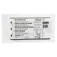 Abbildung: BEINBEUTEL 750 ml 50 cm steril Schlauch kürzbar 1 St, Beutel PZN 03071791 