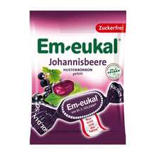 Abbildung: EM-Eukal Bonbons Johannisbeere gefüllt zuckerfei 75 g, Bonbons PZN 03166304 