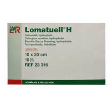 Abbildung: Lomatuell H Salbentüll 10x20 cm steril 10 St, Verband PZN 03275619 