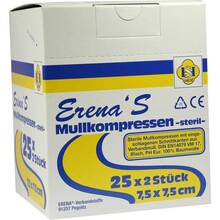 Abbildung: Erena Mullkompresse 7,5x7,5 cm steril 8fach 25X2 St PZN 03305378 