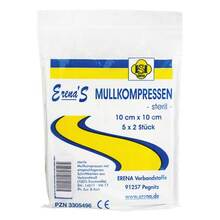 Abbildung: Erena Mullkompresse 10x10 cm steril 8fach 5X2 St PZN 03305496 
