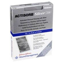 Abbildung: Actisorb 220 Silver 6,5x9,5 cm steril Kompressen 10 St, Kompressen PZN 03424143 
