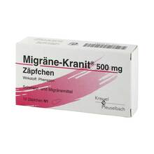 Abbildung: Migräne Kranit 500 mg Zäpfchen 10 St, Suppositorien PZN 03438085 