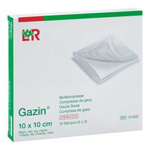 Abbildung: Gazin Mullkomp.10x10 cm steril 8fach 5X2 St, Kompressen PZN 03448988 