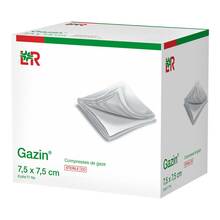 Abbildung: Gazin Mullkomp.7,5x7,5 cm steril 8fach 25X2 St, Kompressen PZN 03449019 