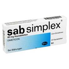 Abbildung: Sab simplex Kautabletten 20 St, Kautabletten PZN 03519458 