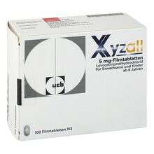 Abbildung: Xyzall 5 mg Filmtabletten 100 St, Filmtabletten PZN 03564625 