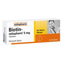 Abbildung: Biotin-Ratiopharm 5 mg Tabletten 30 St, Tabletten PZN 03627892 