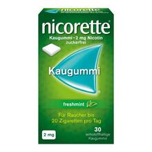 Abbildung: Nicorette Kaugummi 2 mg freshmint 30 St, Kaugummi PZN 03643419 