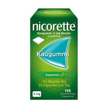 Abbildung: Nicorette Kaugummi 2 mg freshmint 105 St, Kaugummi PZN 03643425 
