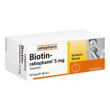 Abbildung: Biotin-Ratiopharm 5 mg Tabletten 90 St, Tabletten PZN 03659722 
