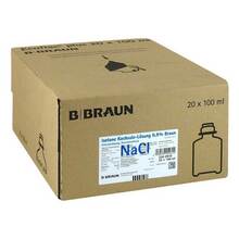 Abbildung: Isotone Kochsalz-Lösung 0,9% Braun Ecoflac Plus 20X100 ml, Infusionslösung PZN 03710647 
