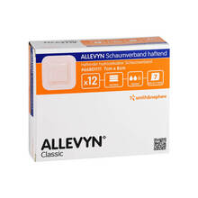 Abbildung: ALLEVYN Schaumverband 7x8 cm haftend 12 St, Verband PZN 03725867 