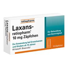 Abbildung: Laxans-ratiopharm 10 mg Zäpfchen 10 St, Suppositorien PZN 03797909 