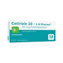 Abbildung: Cetirizin 10-1A Pharma Filmtabletten 7 St, Filmtabletten PZN 03823564 