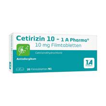 Abbildung: Cetirizin 10-1A Pharma Filmtabletten 20 St, Filmtabletten PZN 03823570 