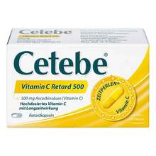 Abbildung: Cetebe Vitamin C Retardkapseln 500 mg 180 St, Hartkapseln PZN 03884324 