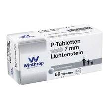Abbildung: P Tabletten weiß 7 mm Teilk. 50 St, Tabletten PZN 03935671 