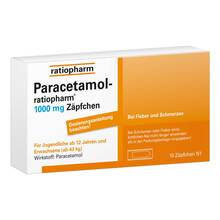 Abbildung: Paracetamol-ratiopharm 1.000 mg Zäpfchen 10 St, Erwachsenen-Suppositorien PZN 03953611 