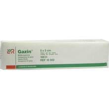Abbildung: Gazin Mullkomp.5x5 cm unsteril 16fach Op 100 St, Kompressen PZN 03959370 