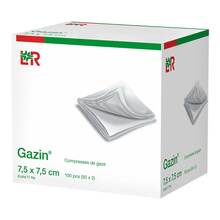 Abbildung: Gazin Mullkomp.7,5x7,5 cm unsteril 8fach Op 100 St, Kompressen PZN 03959387 