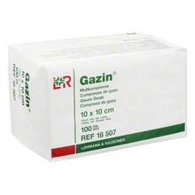 Abbildung: Gazin Mullkomp.10x10 cm unsteril 12fach Op 100 St, Kompressen PZN 03959424 