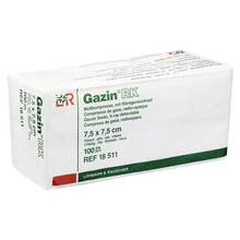 Abbildung: Gazin Mullkomp.7,5x7,5 cm unsteril 12fach RK 100 St, Kompressen PZN 03959476 