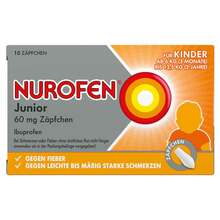Abbildung: Nurofen Junior 60 mg Zäpfchen 10 St, Suppositorien PZN 04085246 